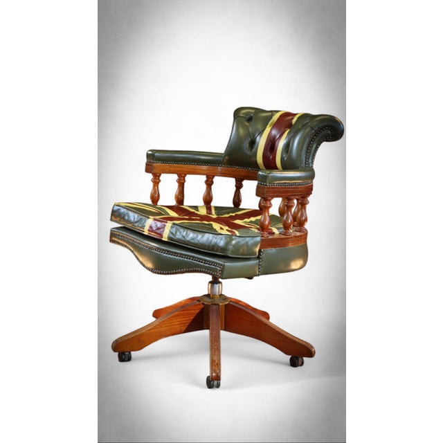 Captain's Swivel Leather Armchair, 2010s For Sale - Image 4 of 18