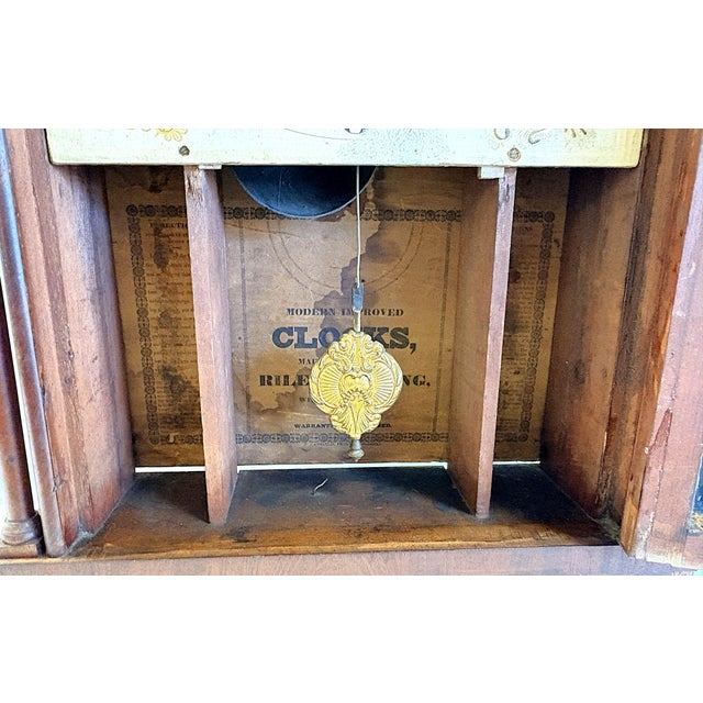 Antique 1800's Riley Whiting Eight Day Mantel Clock With Reverse Painted Glass Door For Sale - Image 12 of 18