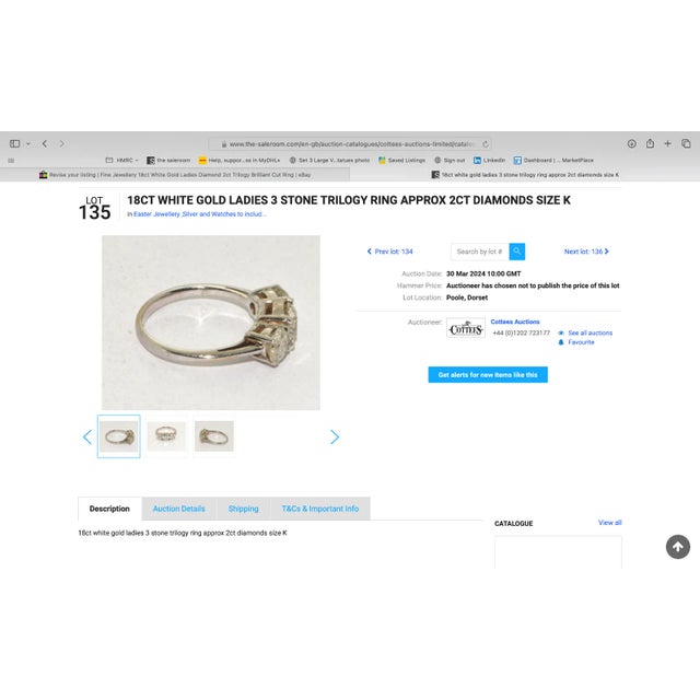 Exquisite 18ct White Gold Trilogy Diamond Engagement Ring – 2ct, British Vintage Original For Sale - Image 12 of 18