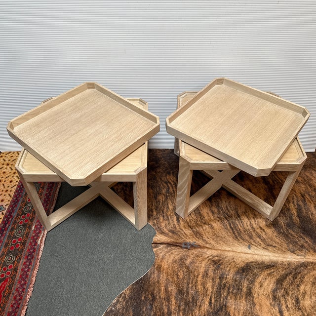 Design Plus Gallery presents a Pair of Cocktail Tables from Highland House. The tray tables separate from their base and...