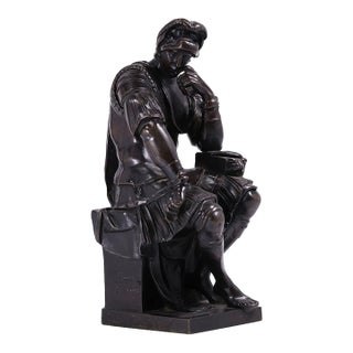 19th-Century Bronze Sculpture of Lorenzo De’ Medici After Michelangelo – Signed “R. Lion Sauvage” For Sale
