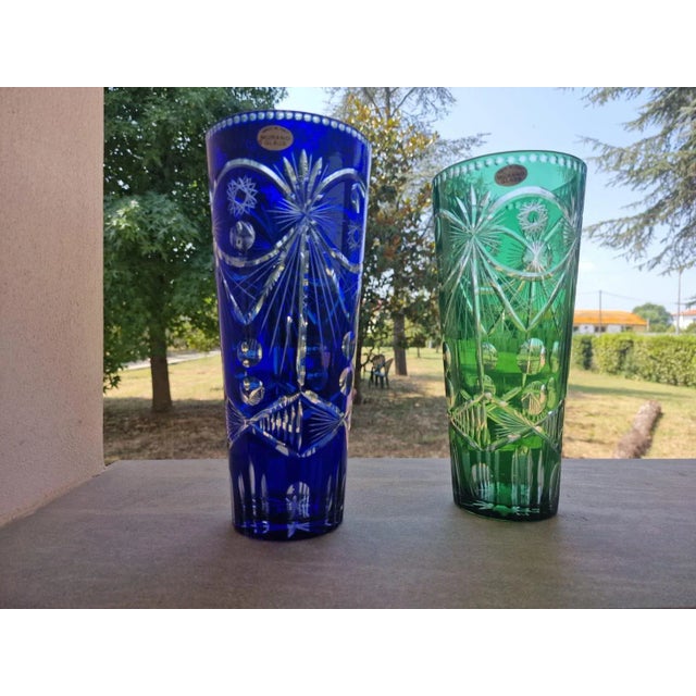 Hand-Engraved Murano Crystal Vases, 1960s, Set of 2 For Sale - Image 12 of 12