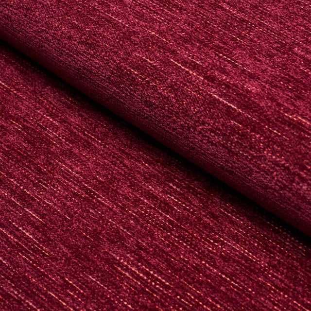 Sample - Schumacher Corbin Performance Chenille Fabric In Garnet For Sale