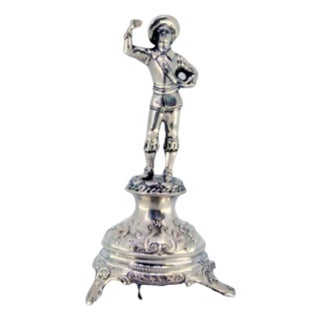 Silver Toothpick Holder with Figure For Sale