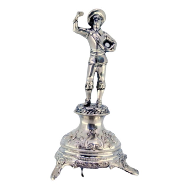 Silver Toothpick Holder with Figure For Sale