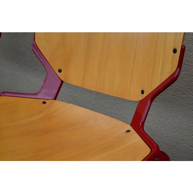 Red Postmodern Series 34 Rio Chairs in Red Wood from Fröscher, 1985 For Sale - Image 8 of 18