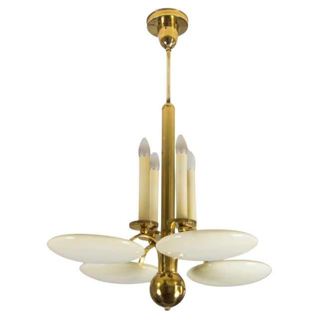 Art Deco Brass and Glass Chandelier, 1930s For Sale - Image 16 of 16