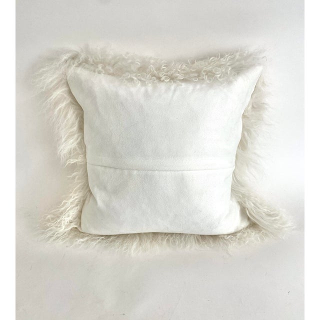 Tibetan Curly Lamb Pillow White 20 X 20 For Sale - Image 4 of 8