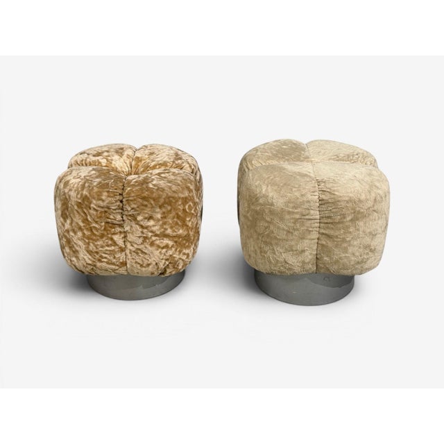 Italian Mid-Century Modern, Ottomans, Fabric, Painted Wood, Italy, 1930s Pair of footstools or ottomans designed and...