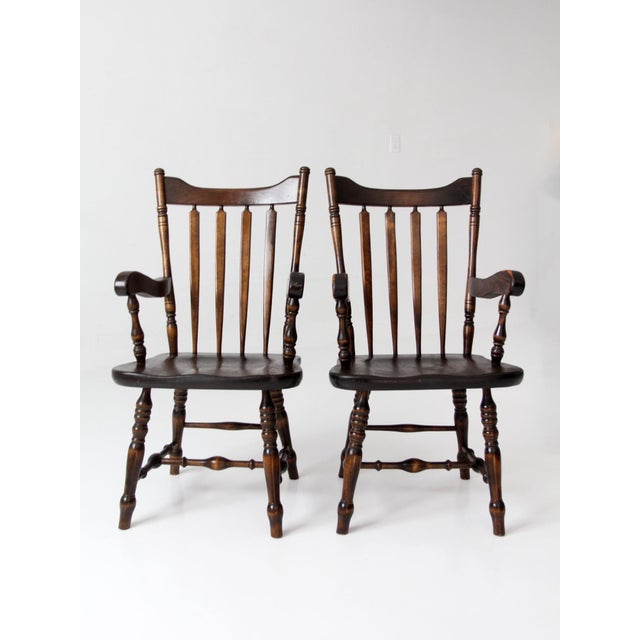 Farmhouse Vintage Bennington Vermont Windsor Dining Chairs Set of 5 For Sale - Image 3 of 18