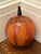 Wonderful and unusual vintage painted metal pumpkin head lantern on wooden pole to add character to your Halloween decor!...
