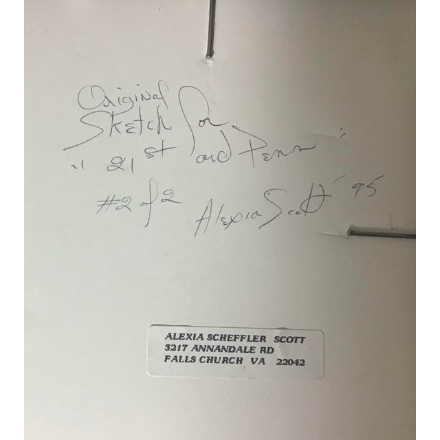Lot of 2 Vintage Original Sketch Drawings by Alexia Scott, American Artist, 1995 For Sale In Washington DC - Image 6 of 9