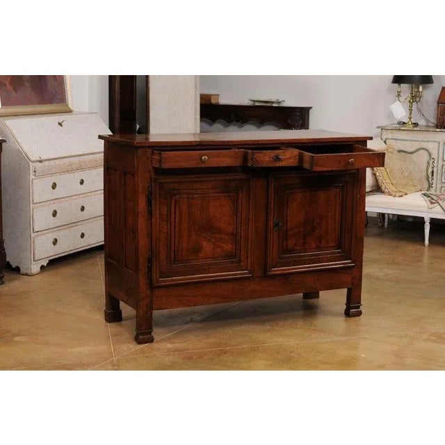19th Century Italian Walnut Buffet with Three Drawers Over Two Molded Doors For Sale - Image 4 of 13