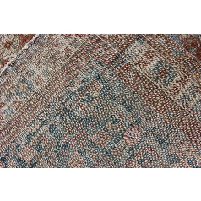 Antique Hand Knotted Persian Hamedan Runner With Sub-Geometric Design Earth Tones With Red For Sale - Image 12 of 13