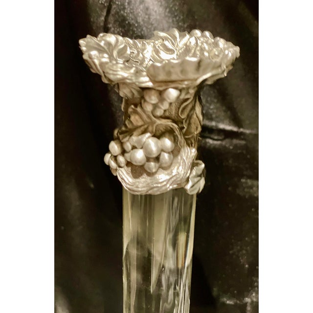 1990s Pewter and Lucite Grapevine Candlesticks- a Pair For Sale - Image 5 of 7