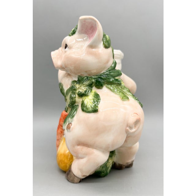 Contemporary Fitz and Floyd “Percy the Pig” Ceramic Utensil Holder – Early 2000s Whimsical Kitchen Decor For Sale - Image 3 of 11