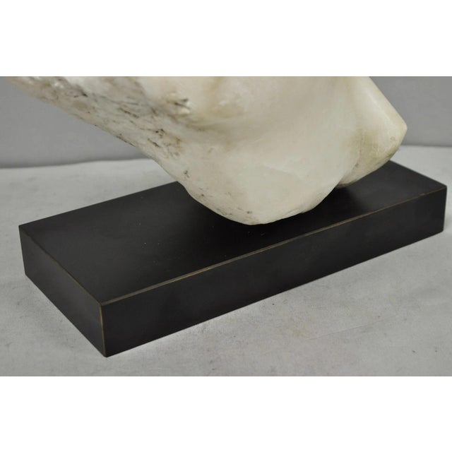 Vintage Modernist Abstract Carved Alabaster Marble Female Bust Figure Sculpture For Sale - Image 16 of 18