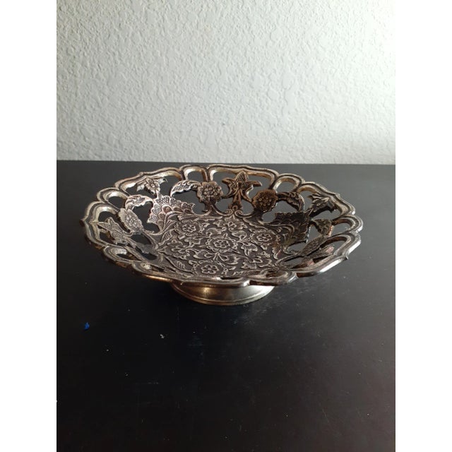 1900 - 1909 Antique 1900s Bronzed Floral Reticular Compote Made in India For Sale - Image 5 of 6