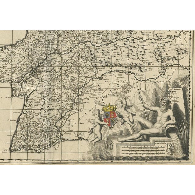 Antique Map of Portugal by J. De Ram, 1680 For Sale - Image 4 of 9