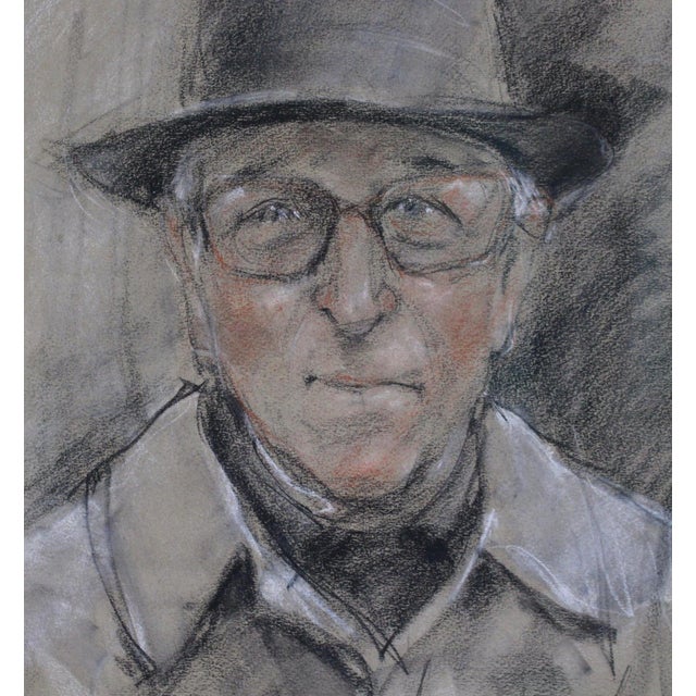 Japanese School Artist, Portrait of a Gentleman in Montmartre, Paris, 1972, Mixed Media on Paper For Sale - Image 4 of 15