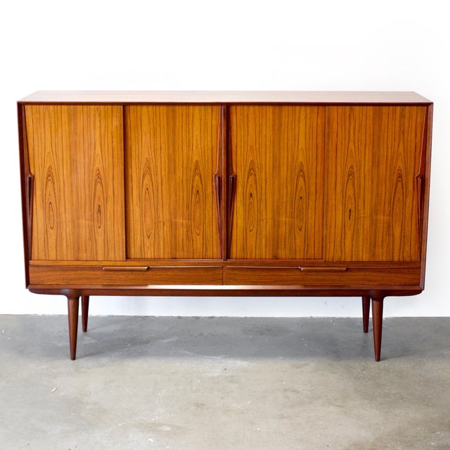 Wood Omann Jun. Model #13 Danish Rosewood Highboard Designed by Gunni Omann For Sale - Image 7 of 18