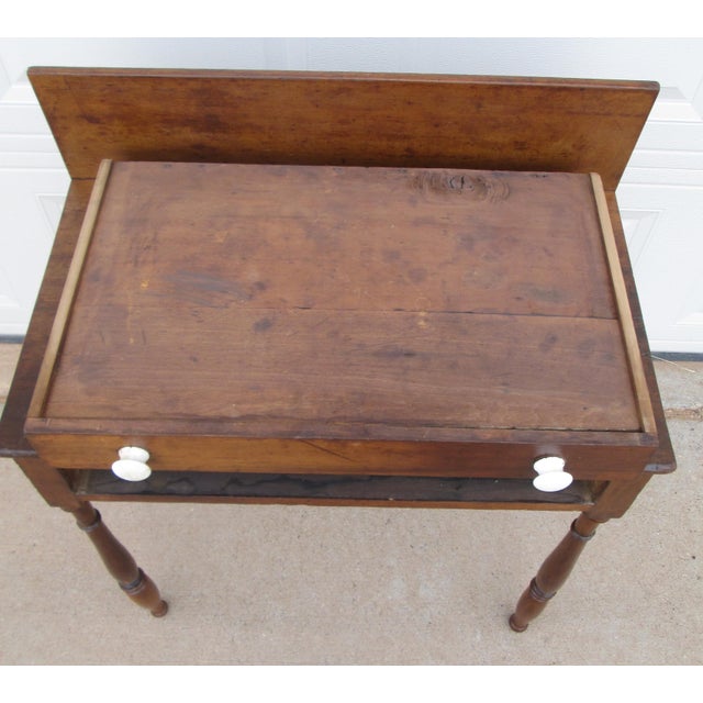 1875 American Single Drawer Wash Stand Writing Desk Work Table For Sale - Image 10 of 18