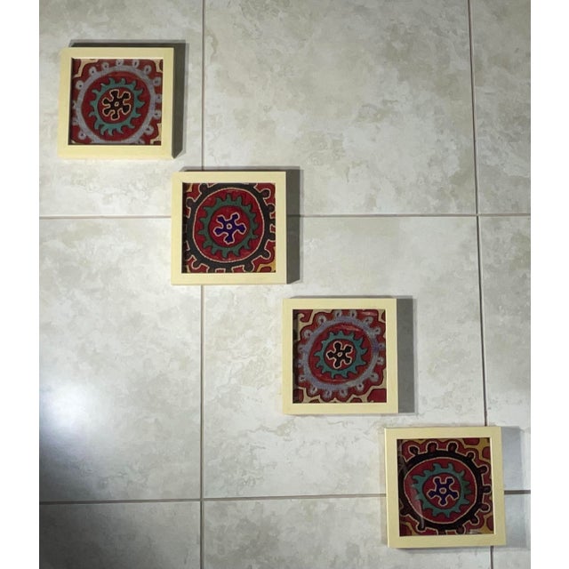 Set of Four Antique Suzani Wall Hanging For Sale - Image 10 of 12