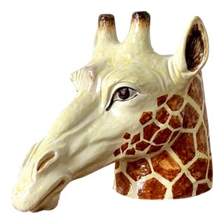 Vintage Italian Glazed Ceramic Giraffe Cache Pot For Sale