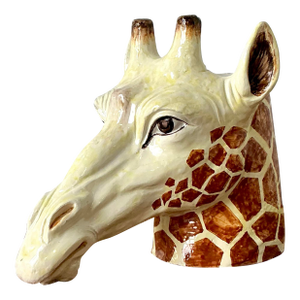 Vintage Italian Glazed Ceramic Giraffe Cache Pot