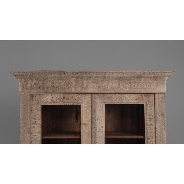 1880s French Provincial Oak Vitrine With Glass Doors For Sale - Image 4 of 18