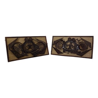 Brutalist Metal Wall Panels by Henrik Horst, Denmark, 1960s, Set of 2 For Sale