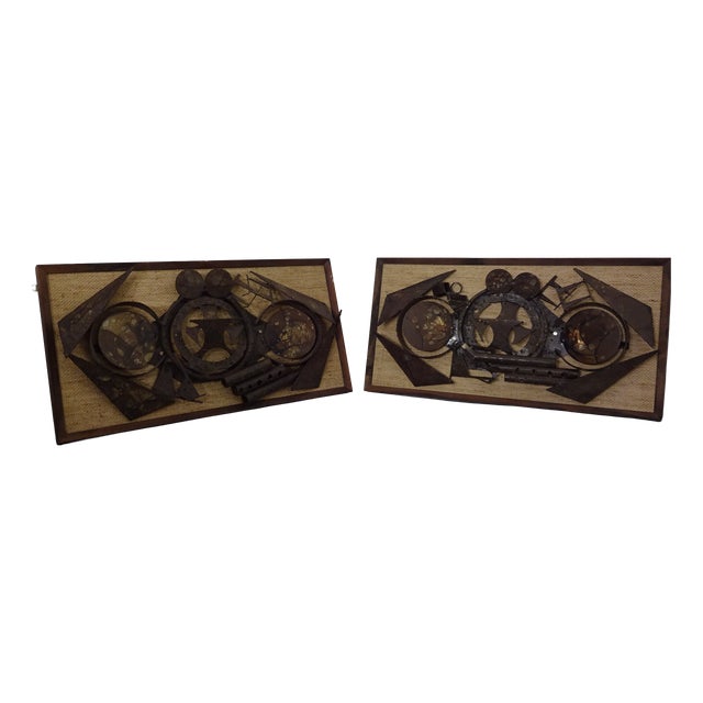 Brutalist Metal Wall Panels by Henrik Horst, Denmark, 1960s, Set of 2 For Sale