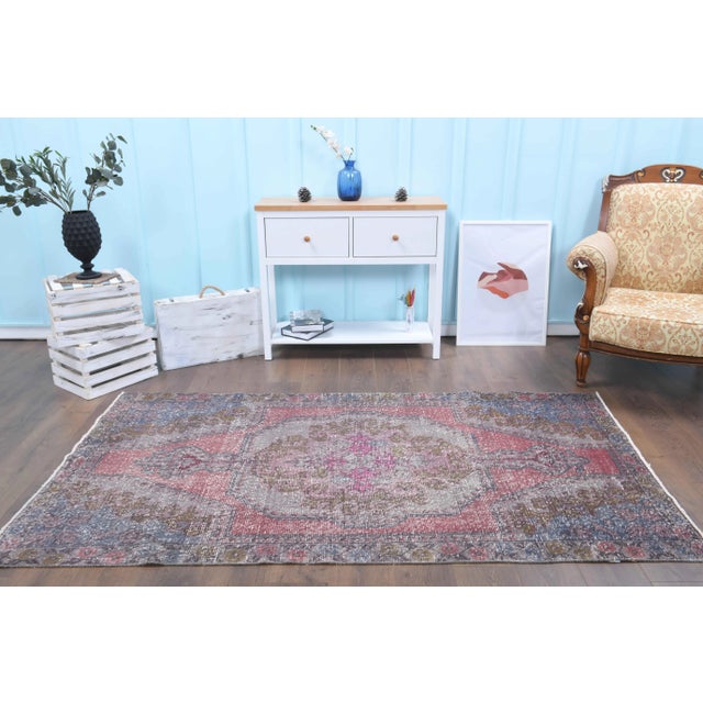 Tribal 1970s Turkish Oushak Handmade Wool Cotton Pink Area Rug For Sale - Image 3 of 10