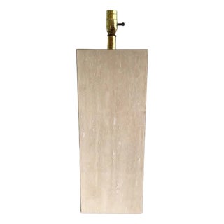 1970s Travertine Marble and Brass Column Table Lamp For Sale