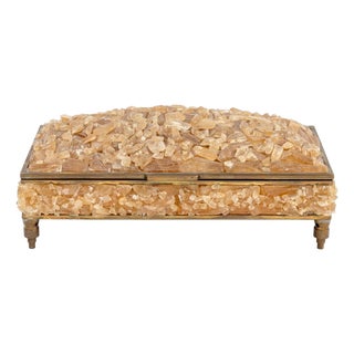 Crystal Encrusted Brass Covered Table Box For Sale