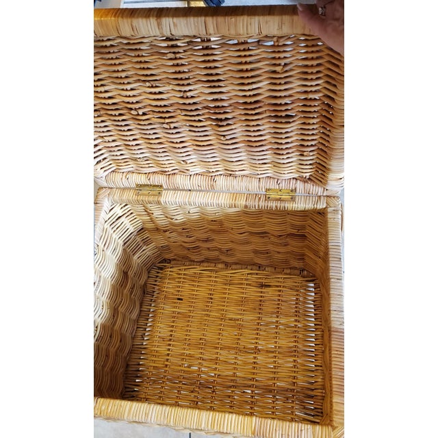 Wood Large Square Rattan Chest, Vintage For Sale - Image 7 of 12