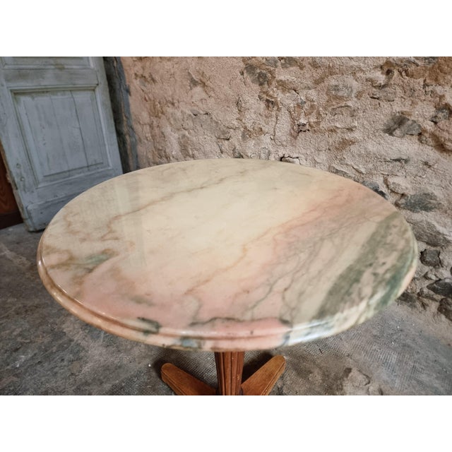 Vintage French Marble Bistro Table in Walnut, 1930s For Sale - Image 3 of 18