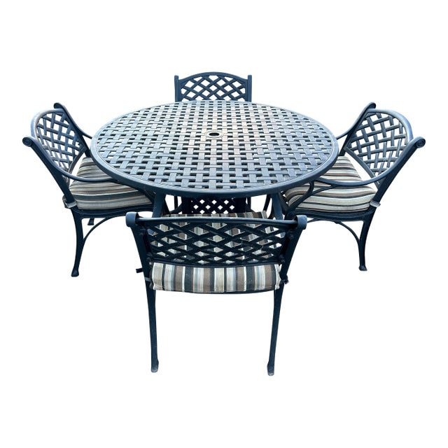 Beautiful Cast Aluminum Hanamint Patio Set Table and 4 Chairs *** For Sale