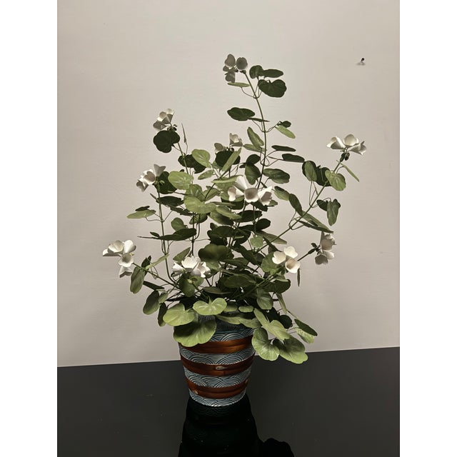 Hand Painted Tole Geranium in Pot For Sale - Image 4 of 10