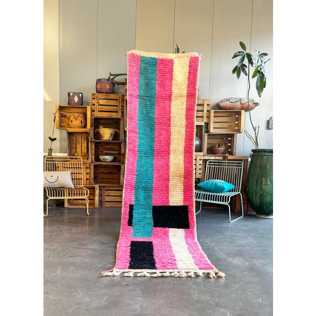 Pink Moroccan Berber Runner Rug, 1990 For Sale - Image 8 of 9