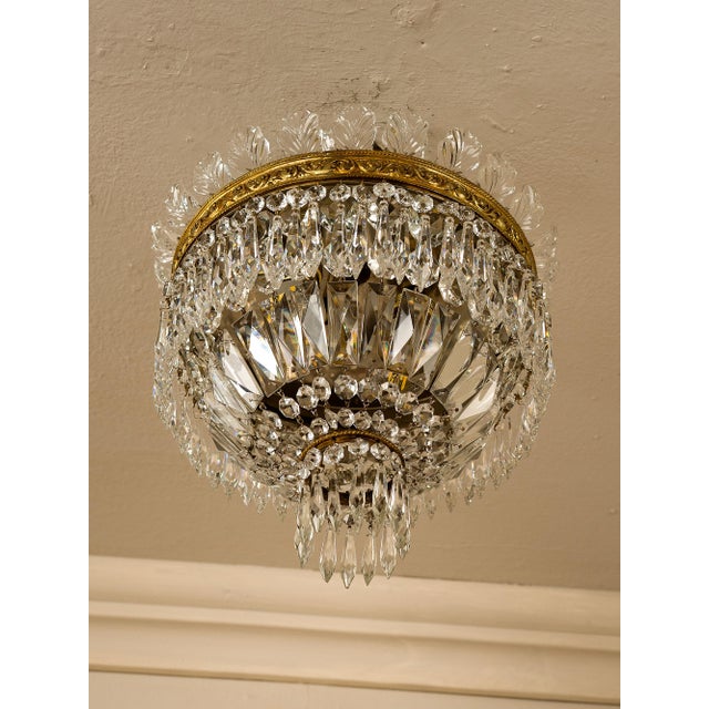 1940s Vintage Empire Style Bohemian Crystal Ceiling Light, 1940s For Sale - Image 5 of 12