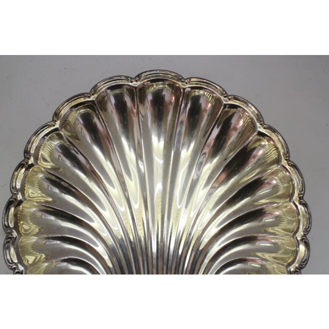 Silver 1970s 14" Majestic Silverplate Scallop Shell Tray - Ornate Floral Handle For Sale - Image 8 of 17