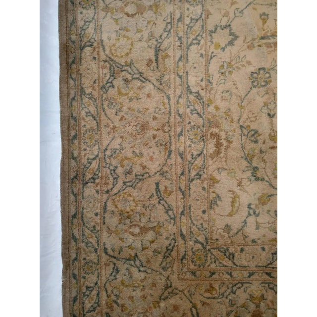 Wool pile genuine hand made very fine vintage Persian Kashan carpet-