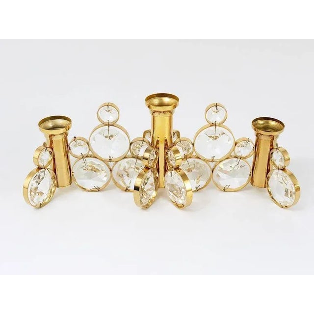 Brass and Crystals Candleholder in the Style of Gaetano Sciolari for Palwa, 1970s For Sale - Image 6 of 11