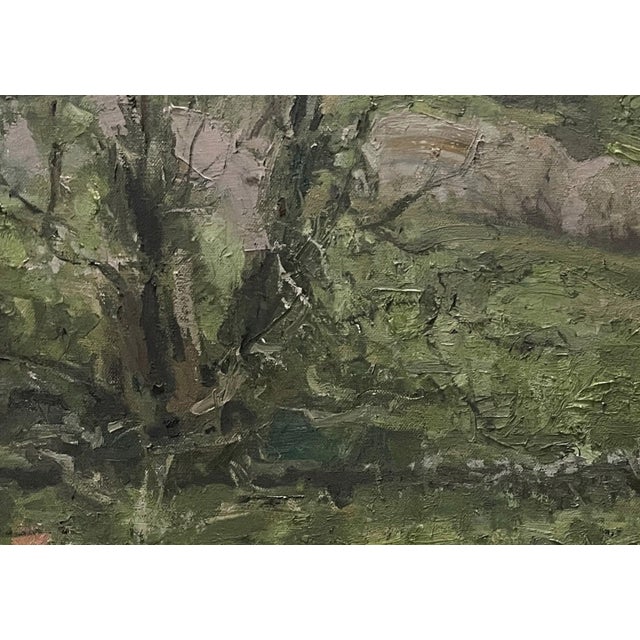 The painting depicts a serene landscape near Galway, characterized by lush green fields and gentle rolling hills. The...
