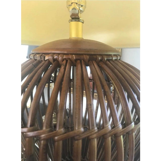 Ralph Lauren Home Ralph Lauren Large Rattan Lamp With Shade For Sale - Image 4 of 8