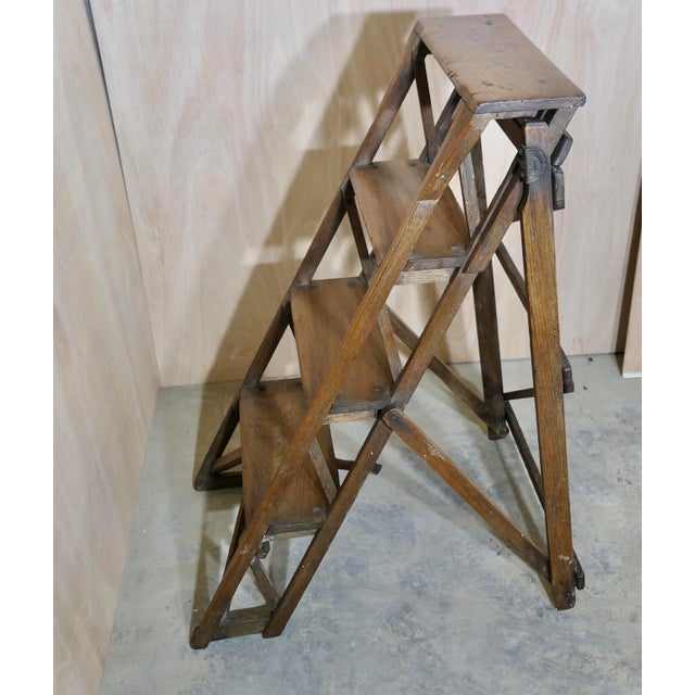 Victorian Alhathlat Shop Step Ladder, 1890s For Sale - Image 5 of 8
