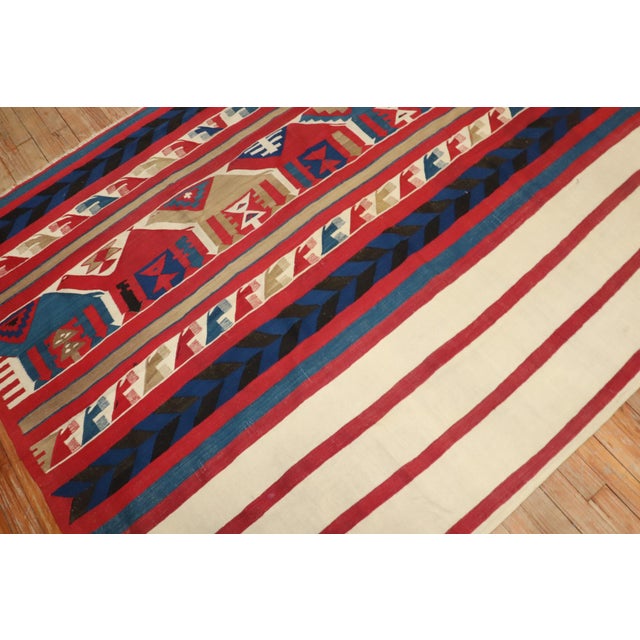 Antique Zabihi Collection Square Persian Tribal Kilim - 5'2" x 6'11" For Sale - Image 9 of 9
