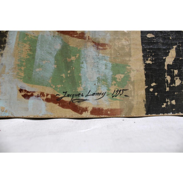 1990s Surrealist Mixed Media Painting by Artist Jacques Lamy For Sale - Image 5 of 9