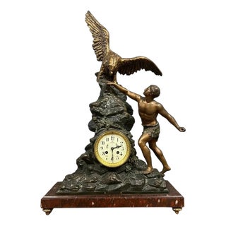 Large Napoleon III Clock in Spelter For Sale